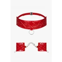 Kajdanki i choker Hunteria czerwone